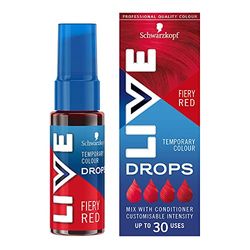 Schwarzkopf LIVE Colour Drops, Vegan, Semi-permanent, Red Hair Dye, Lasts 2 to 12 Washes, Fiery Red 30 ml