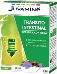 JUVAMINE - Tránsito Intestinal - Fórmula con Fibras Prebióticas - Fibra de Achicoria - Fruto de Hinojo - Tránsito intestinal - Hinchazón - Aliviar las Molestias Digestivas - 14 Sticks
