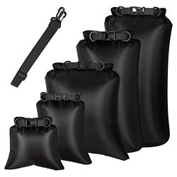 Huusuei 6-pack vattentät packpåse set för kajaking, boating, torrväska, utomhusförvaring för camping, simning, vandring, svart