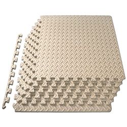 ProsourceFit Puzzel oefenmat ½ inch, EVA in elkaar grijpende schuimvloertegels voor thuissportschool, mat voor thuistrainingsapparatuur, vloervulling voor kinderen, crème, 60 x 60 x 60 cm, 6 vierkante
