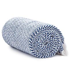 Americanflat 50x60 Throw Blanket - Soft and Breathable Cotton Throw Blanket for Couch, Bed, Chair - Decorative Blanket Perfect for Home, Office, or Outdoor Use - Blue and White Herringbone Blanket