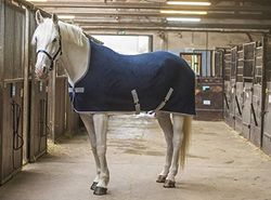 Equi-Theme/Equit'M 400639760 dik fleece hoeslaken, hoge hals, marineblauw/grijs, 183 cm