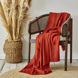 KARACA Home Terra-Cotta Doppia coperta per semi, 130 x 170 cm, Öko-Tex morbido, Leıcht, mantiene al caldo, confortevole, Cable Knit Throw, fili naturali, mescolati, estetici, Stılvoll, In Turchia