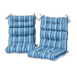 Greendale Home Fashions Stalen blauwe streep outdoor hoge rugleuning stoel kussen (set van 2), 2 stuks (Pack van 1)