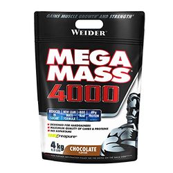 Weider Mega Mass 4000 (4kg) Chocolate Flavour, Mass Gainer with High Content of Complex Carbohydrate Blend, for Energy and Muscle Mass