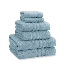 Catherine Lansfield Zero Twist Cotton - Juego de Toallas de 6 Piezas, Color Azul