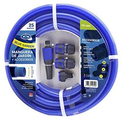 S&M 553158 553158 - Tubo Blu Rinforzato Blue Garden con Accessori (irrigazione e connettori) Rotolo 25 m Ø19 Interno x Ø25 mm (Diametro Esterno) Antipiega.