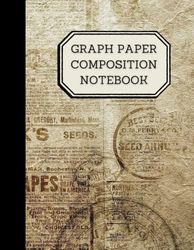 Graph Paper Composition Notebook: Brown Vintage Newspaper Notepad (Large, 8.5" x 11", 100 pages)
