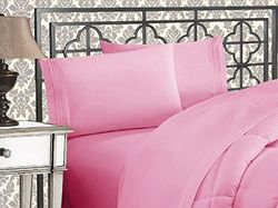 Elegant Comfort Lyxigt 1 500 trådantal egyptisk kvalitet tre linjer broderad mjukaste premium hotellkvalitet 4-delat lakanset skrynkel- och blekningsbeständigt, fullt, ljusrosa