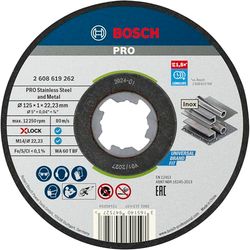 Bosch Accessories Disque à Tronçonner à Surface Plate -10 pièces Standard for Inox (pour l'inox, X-LOCK, Ø 125 mm, Alésage : 22,23 mm, Épaisseur : 1 mm)
