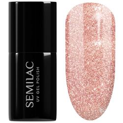 SEMILAC Gel Nail Polish 094 Pink Gold Glitter - Full Coverage Gel Polish - Soak Off Easy To Use LED/UV Nail Lamp - Long Lasting Manicure and Pedicure up to 3 weeks