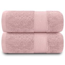 GC GAVENO CAVAILIA Fade Resistant Bathroom Set, 700 GSM Premium Quality Extra Absorbent 100% Cotton Towel, Egyptian, Soft Pink, 2PK Bath Sheet