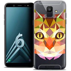 Caseink fodral för Samsung Galaxy A6 2018 (5.45) fodral [kristallgel HD polygon serie djur - mjuk - ultratunn - tryckt i Frankrike] katt