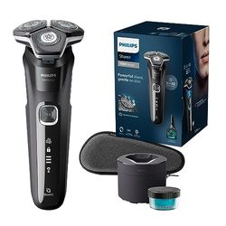 Philips Shaver Series 5000 - Elektrisch Nat & Droog-scheerapparaat met SkinIQ technologie, uitklapbare trimmer, reisetui en Quick Cleanpod met 1 cartridge (model S5898/50)