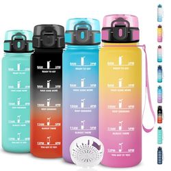 Drinkfles voor de sportschool, 1 liter, lekvrije drinkfles, motiverende drinkfles, gemakkelijk mee te nemen, filterfles, gemakkelijk te reinigen, drinkflessen voor camping, fitness, school, yoga