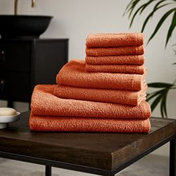 Catherine Lansfield Lot de 8 Serviettes en Coton à séchage Rapide Orange