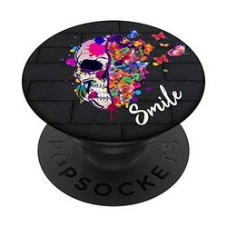 Smile Phone Grip Holder for Girls Cute Skull and Butterfly PopSockets Support et Grip pour Smartphones et Tablettes
