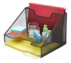 Mind Reader MESHBOX3-BLK 3 Section Mesh File Organizer, Document Letter Tray for Folders, Mail, Stationary, Desk Accessories, Black