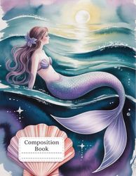Ocean Mermaid Composition Book: 120 Pages Watercolor Style for School Notes, Creative Writing, and Journaling, Ideal for Kids, Teens, Students, Great for Birthday Gifts