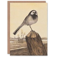 Artery8 Theo van Hoytema Art Card Wagtail Bird Perched on Pole