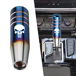 GKmow Pack-1 Gear Stick Shifter Knobs, Skull Aluminum Alloy Weighted Gear Lever, Metal Stick Shifter Handle for Most Automatic Manual Vehicle (Multicolored)
