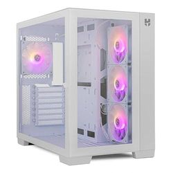 Caja Semitorre Deluxe Blanca con diseño Moderno, Espacio de Almacenamiento optimizado y ventilación Adecuada, Ideal para Gaming y ensambles de PC.
