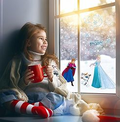 Disney Fönsterdekal – Frozen Snowflinga – storlek 30 x 30 cm, 2 ark – barnrum, babyrum, fönsterklistermärken, fönsterbild