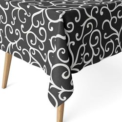 ECOMMERC3 Nappe Anti-Taches pour Table rectangulaire Taille 260 x 140 cm - Nappe Anti-Taches au Toucher Extra Douce et imperméable, Couleur LOIRET Noir