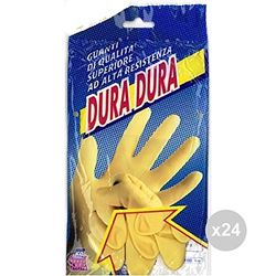 Manolinda Set of 24 Gloves ICO Hard 6.5-SM Latex ddxx for Home Cleaning, Multicoloured, One Size