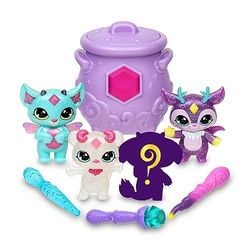 Magic Mixies - Magic Mixlings Mega Pack, magische ketel en 4 glanzende mixiepoppen, 1 verrassingsfiguur, 3 toverstokken, verzamelspeelgoed, jongens en meisjes vanaf 4 jaar, beroemd (MG002000)