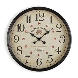 Versa Beaujolaise Silent Dekorativ väggklocka för köket, vardagsrummet, matsalen eller sovrummet, Mått (H x B x D x H) 50 x 13,5 x 50 cm, Metall, Färg Svart