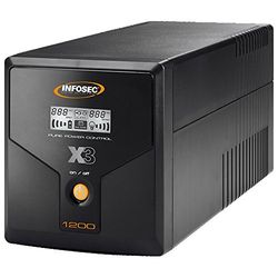 Infosec X3 EX Onduleur 1200 VA 4 Prises Schuko-FR RJ11-45 LCD USB Noir
