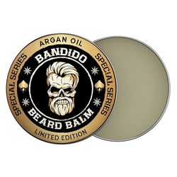 Bandido Beard Bálsamo de 40 ml de aceite de argán, bálsamo de argán, cera para barba, cuidado de la barba con aceite de argán, cera para hombre, domina la barba y la hace más suave