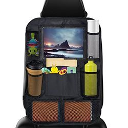 Lifeant 1 Organisateur Arrière Support pour Tablette Transparent, Protection Enfant, Rangement Siege Voiture avec 10 Poches, Noir