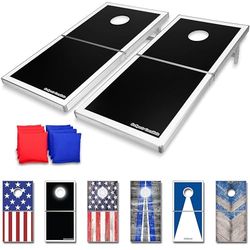 GoSports Sets Cornhole Pro - conjunto de lançamento de pufe de tamanho regulamentar (preto), unissexo adulto