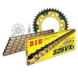 Kettingset DID Stealth 525VX3 / 110 eindeloos goud voor KTM Super Duke R 990 cc Bj. 2004-2013