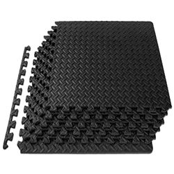 ProsourceFit ps-2301-pzzl-black, Exercise Puzzle Mats 0.5-in Unisex-Adult, Black, Large