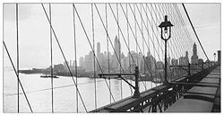 Artopweb TW22115 ANONYMOUS Manhattan See Throught Cables Of B.Bridge 1937 Decorative Panel, Wood MDF, Multicolour, 100x50 Cm