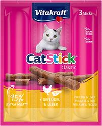 VITAKRAFT - Snack per gatti «Cat-Stick Mini» - con pollame e fegato - Cibo per gatti - Busta fresca di 3 bastoncini da 6 g