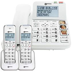 Geemarc Amplidect 295 Combi Duo - Téléphone Fixe Amplifié et ses Combinés Additionnels avec Répondeur, Sonnerie Puissante et Larges Touches pour Séniors - Perte Auditive Faible ou Moyenne - Version FR