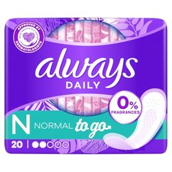 Always Daily Fresh Normal Panty Liners - 20 Units, 0% Fragrance and Dye, to Feel Nothing Other Than Freshness and Protection