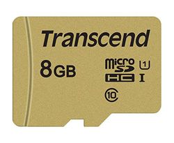 Transcend 8GB microSDHC 500S Memory Card UHS- I, C10, U3, V30, 4K, Full HD, Up to 95/80 MB/s ,designed for action cameras and drone cameras- TS8GUSD500S