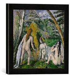 kunst für alle 'Immagine incorniciata di Paul Cézanne Les Trois Baigneuses, Stampata nel Quadro Immagini Fatti a Mano di Alta qualità, 30 x 30 cm, Colore: Nero Opaco