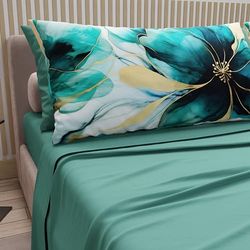 PETTI Artigiani Italiani - Beddengoed van katoen met kussenslopen met digitale print, beddengoed voor tweepersoonsbed, Marble Flower 09, 100% Made in Italy