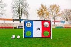 But de Foot 1,8 x 1,2 m pour Enfant - uPVC très résistant (avec Mur de tir Drapeau français)