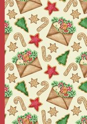 Faded Red Christmas Notebook, A5, 30 Sheets, 60 Lined Pages