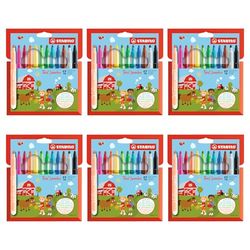 STABILO - Rotulador grueso - Trio Jumbo - 6 paquetes de 12 unidades - 12 colores