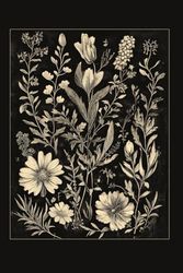 The Night Garden Journal - Botanical Reflections in Stillness: A 200-Page Blank Notebook with Vintage Floral Artwork