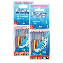 Brossettes interdentaires Pikdent - Essayez et trouvez votre taille - Assortiment de 14 brossettes - «Lo Stuzzicolino» (Double sachet)
