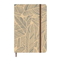 Idena 11178 - Agenda de bolsillo 2025 en formato 9 x 14 cm, 1 semana en 1 página, agenda en color marrón claro con motivo de hojas, banda elástica, bolsillo interior y marcador de cinta